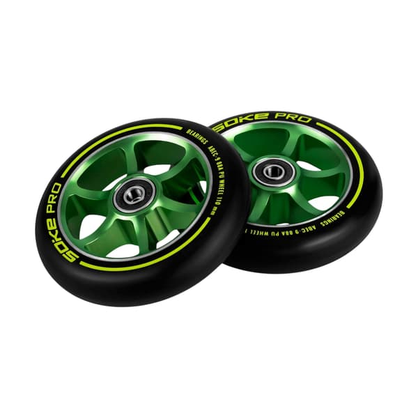 Gröna hjul till sparkcykel 110 mm, 2-pack