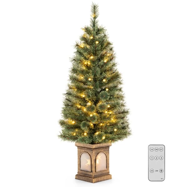 120 cm kunstigt juletræ med timer og forbelysning