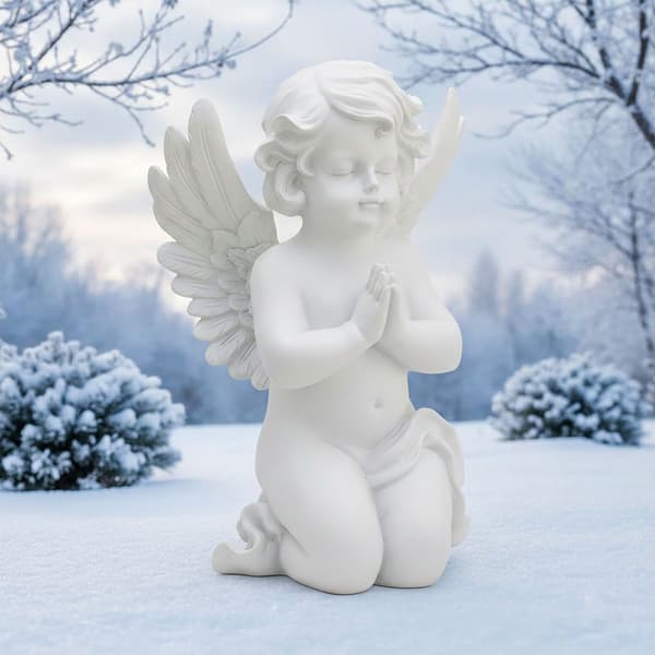 Bedende engelstatue til kirkegård eller have