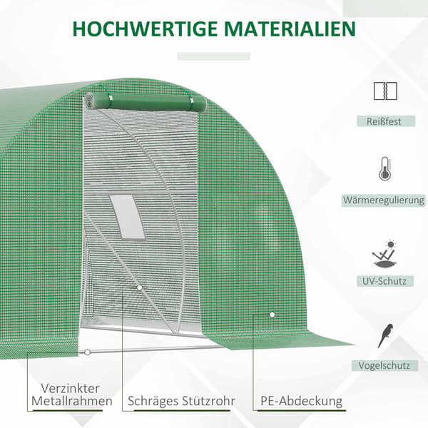 Drivhus med vinduer, 3x3m, mørkegrøn