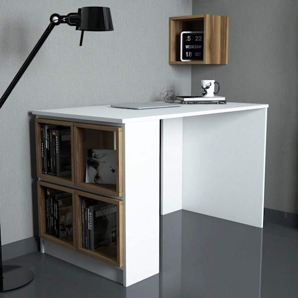 Study Desk Box - Hvid, Valnød
