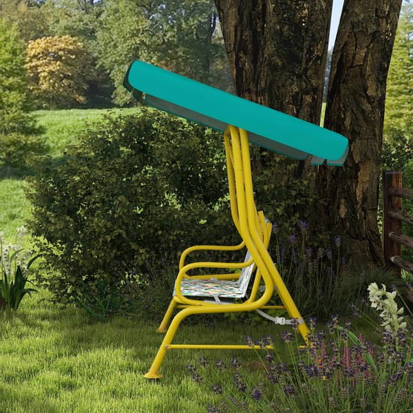 Barngunga med justerbart tak, 2-sits, grön