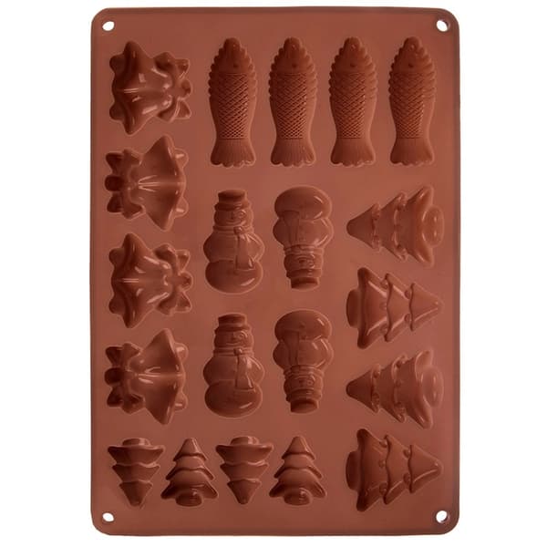 Silikoneform til småkage og chokolade, 34x24,5 cm, brun