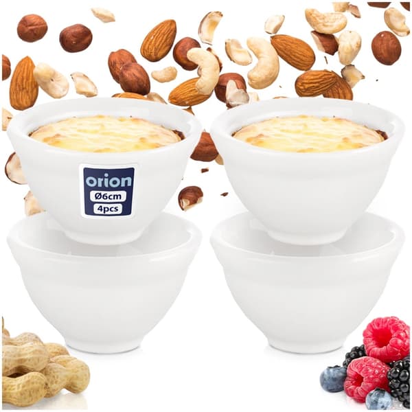 Keramiska snackskålar, set, 40 ml, 4 delar, vit