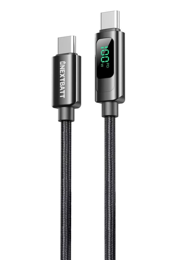 NEXTBATT USB-C - USB-C -kaapeli 100W, 5A, 1m - musta