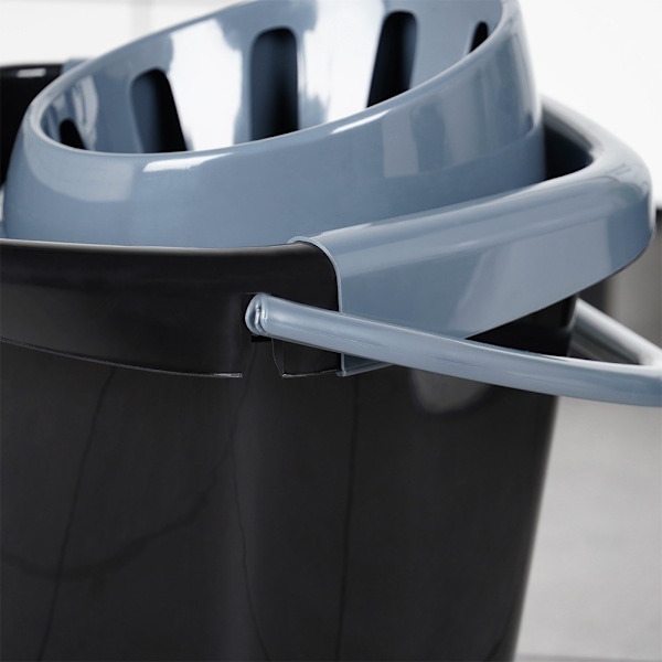 Moppespand med vrider, plast, sort, 10 l