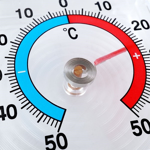 Kvadratisk bimetallisk termometer för fönster, -50°C till +50°C