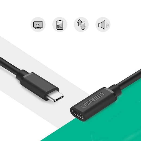 USB-C 3.1 förlängningskabel 0,5m svart