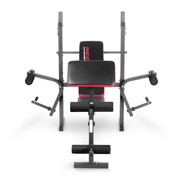 Träningsbänk med skivstångsställ och bicepscurl-station Neo-Sport NS-200
