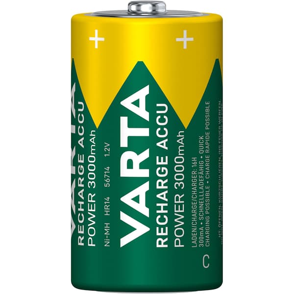 Ladattavat C-akut, 3000 mAh, 2 kpl