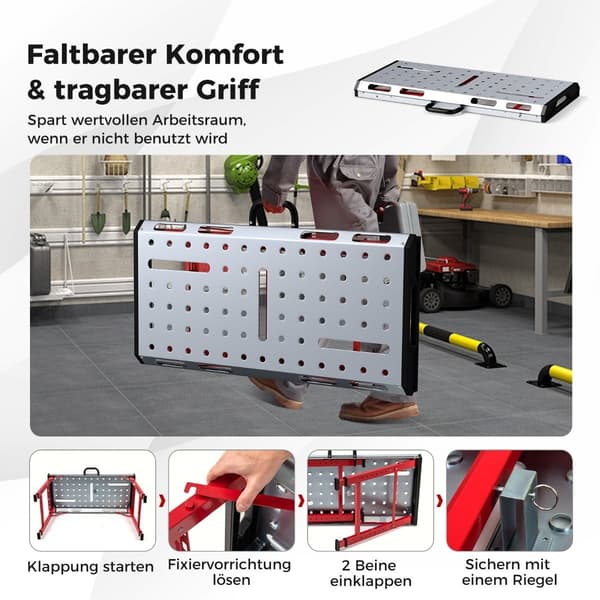 Justerbart svejsebord, 450 kg Kapacitet, foldbart design