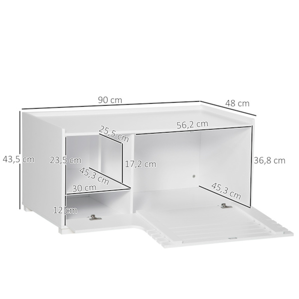 Kattskåp För Kattsandlåda Katthus Med Magnetdörr, Sidobordsdesign, Mdf, Vit