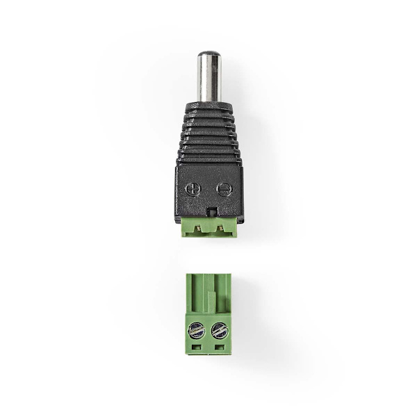 CCTV sikkerhed stik | 2-vejs terminalblok | 5,5 x 2,1 mm han | Han | Grøn / Sort