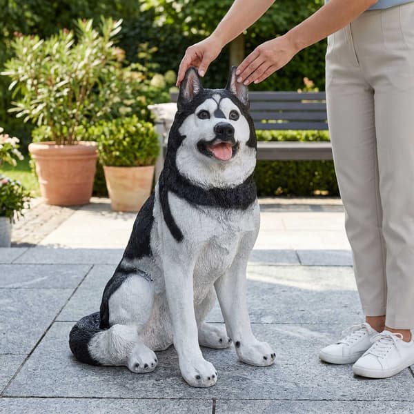 Husky havehundstatue, polyresin, 86 cm
