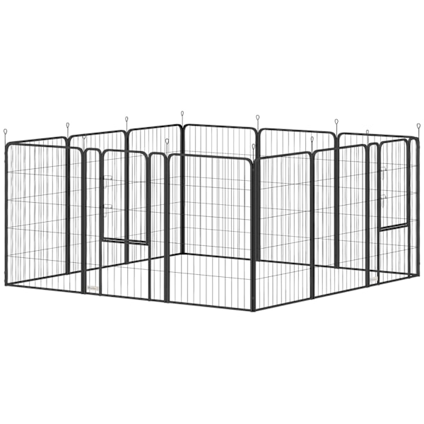 Valplekhage, fyrkantig, valplopp med 12 rutnät, dörr, markspetsar, flexibel, hopfällbar, skyddande presenning, utomhusinhägnad, 100 cm hög, hundlekhag