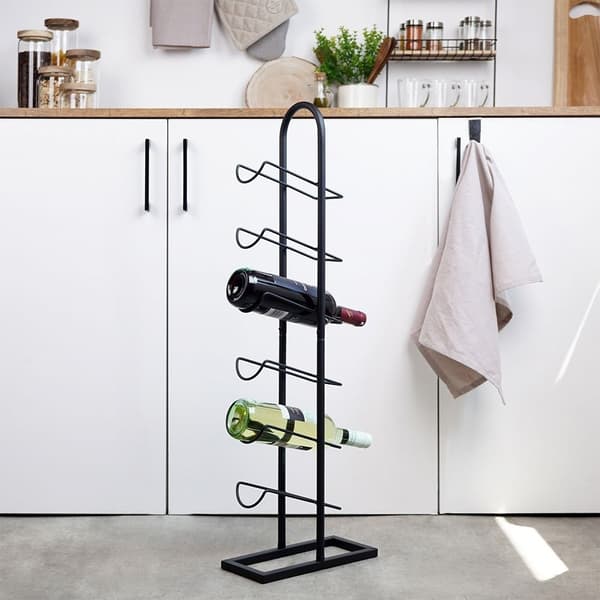 Viiniteline 6 pullolle mustaa metallia ja LOFT-tyyliä