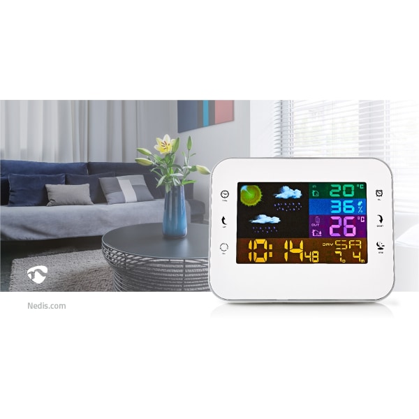 Väderstation | Inomhus & utomhus | Inklusive trådlös vädersensor | Väderprognos | Tidsdisplay | Färg LCD Display | Alarmklockfunktion