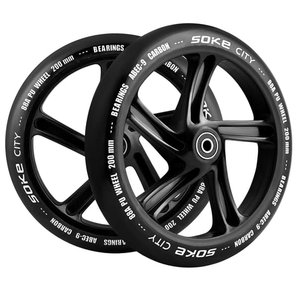Stadsscooterhjul 200 mm Svarta 2-pack