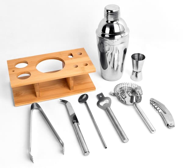 Bartenderset, rostfritt stål, 9 delar, silver