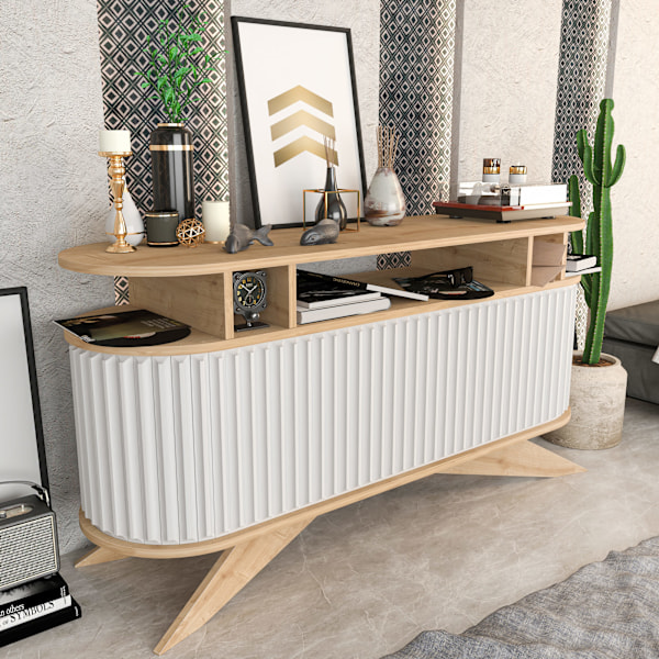 Sideboard Stor - Ek, Vit