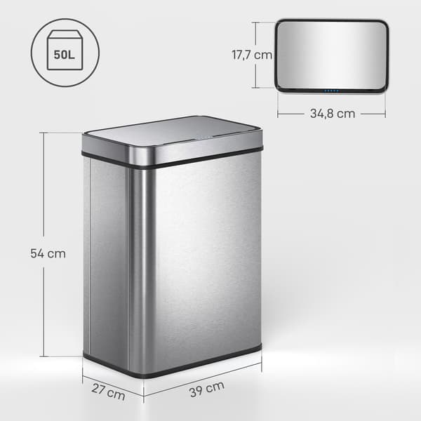 50L sensor skraldespand, rustfrit stål, lugtkontrol