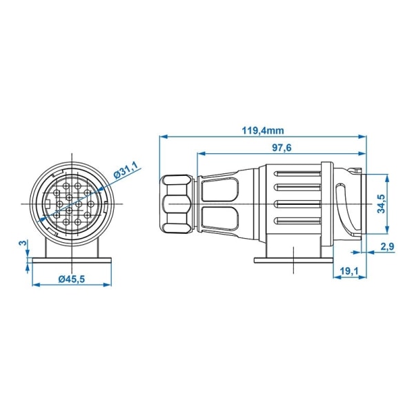 Plugg 13-polig PVC Jaeger typ