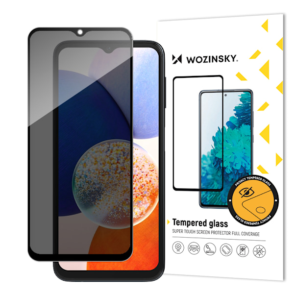 Privacy hærdet glas til Samsung Galaxy A14 / A14 5G skærm med antispionfilter