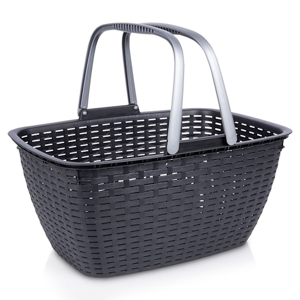 Universell antracitkorg med silverhandtag för shopping & picknick