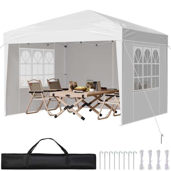 Pop-up-tak 3x3 meter, 3 sidoväggar, justerbar höjd