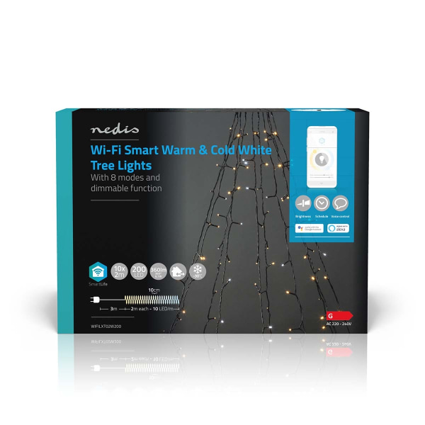 SmartLife Julbelysning | Träd | Wi-Fi | Varm till cool vit | 200 LED's | 20.0 m | 10 x 2 m | Android™ / IOS