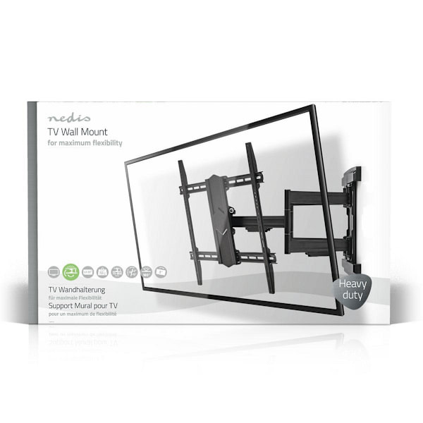 Tilt och vridbart TV väggfäste | 43 - 100 " | Maximal skärmvikt som stöds: 70 kg | Går att tilta | Roterbar | Minsta väggdistans: 70 mm | Maximalt väg