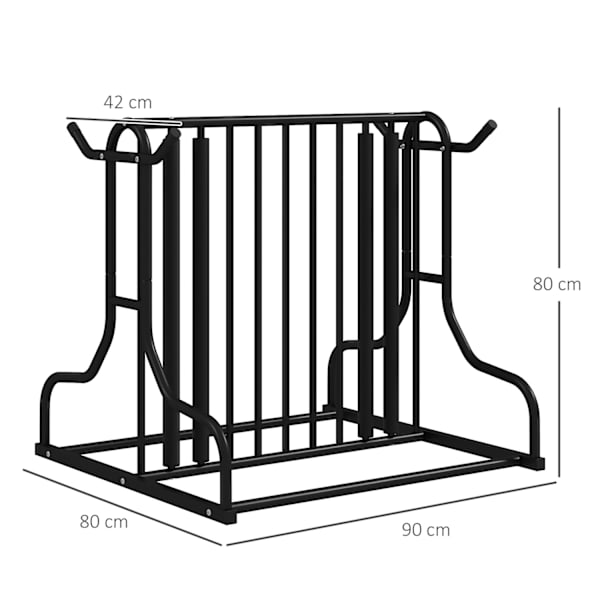 Cykelstativ, Multistander, Vejrbestandig, Til Op Til 4 Cykler, På Begge Sider, Stål, Sort, 90X80X80Cm