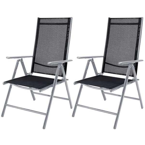 Hopfällbara trädgårdsstolar, 2-delat set, aluminium, silver