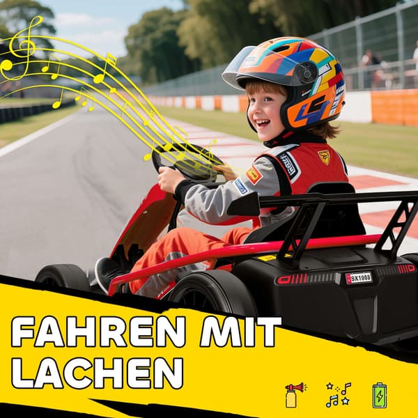 24V elektrisk gokart til drifting, 8-12 år, rød