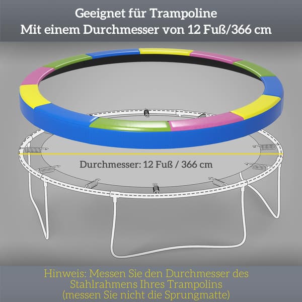 Trampoliinin turvapehmuste, vedenpitävä, repäisyluja, Ø366 cm