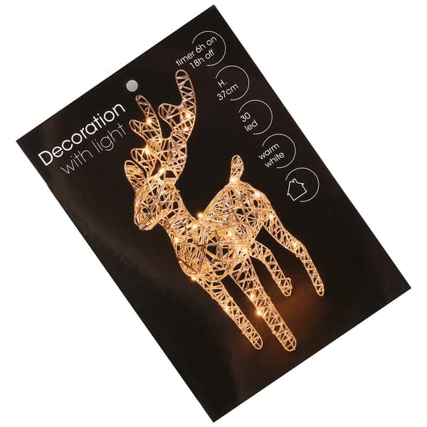 LED Renfigur, Guld, 30 LED-lampor, 37 cm, Timer