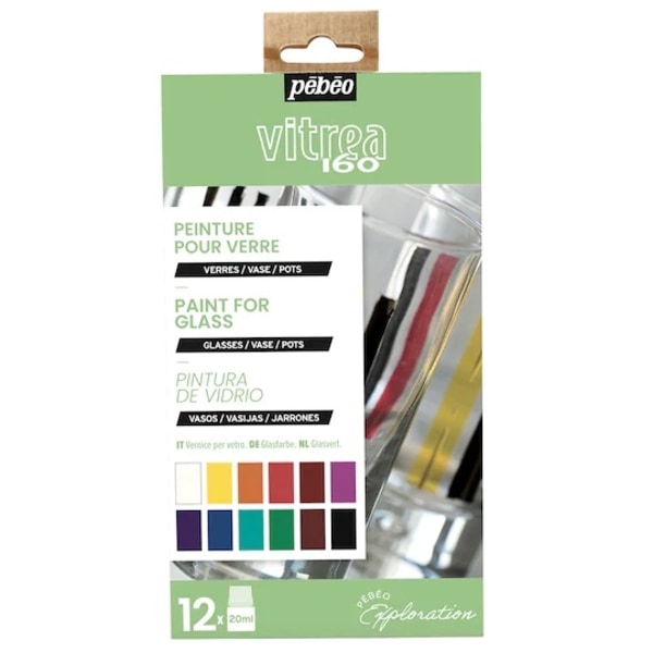 Pebeo Vitrea 160 Discovery Glass Paint Set 12 x 20 ml.