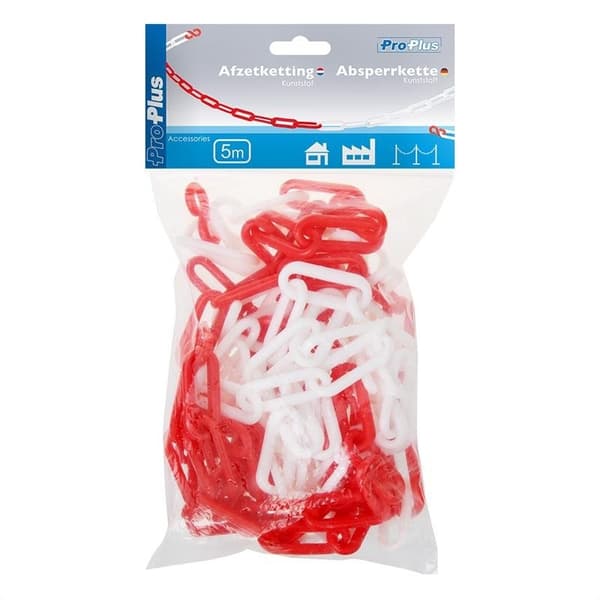 Spärrkedja plast röd/vit 5M