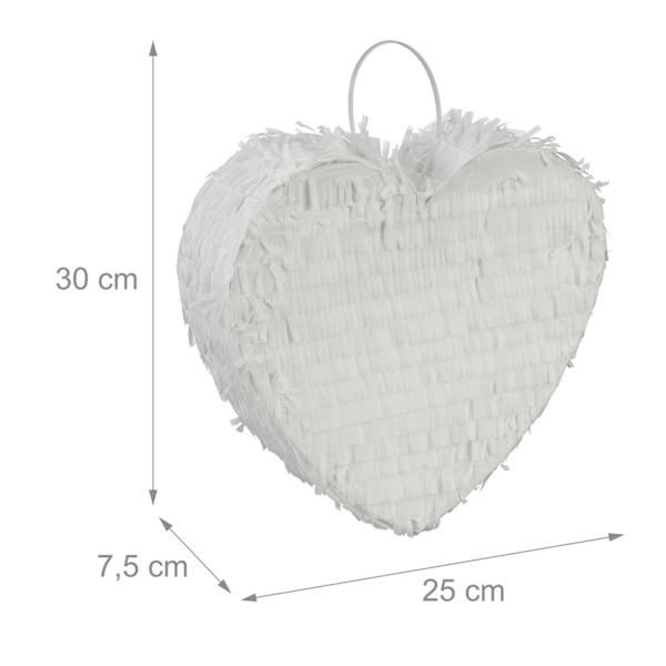 Hvid hjerteformet pinata