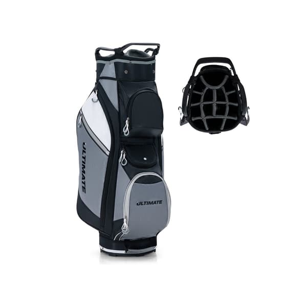 Golfbägi 14 lokerolla, vedenpitävä tasku, musta/harmaa