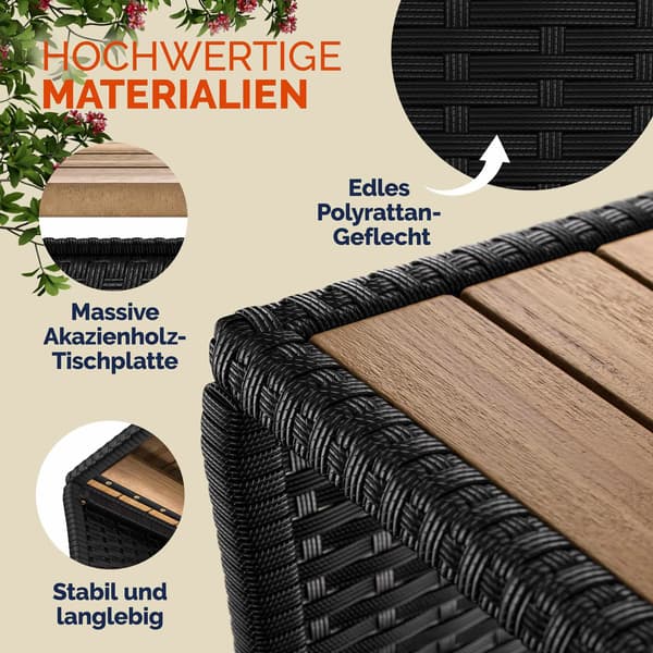 Polyrattan sidebord sort 45x45x40cm