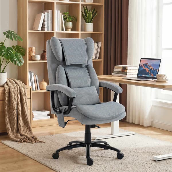 Ergonomisk massagestol med hög rygg, grå sammet