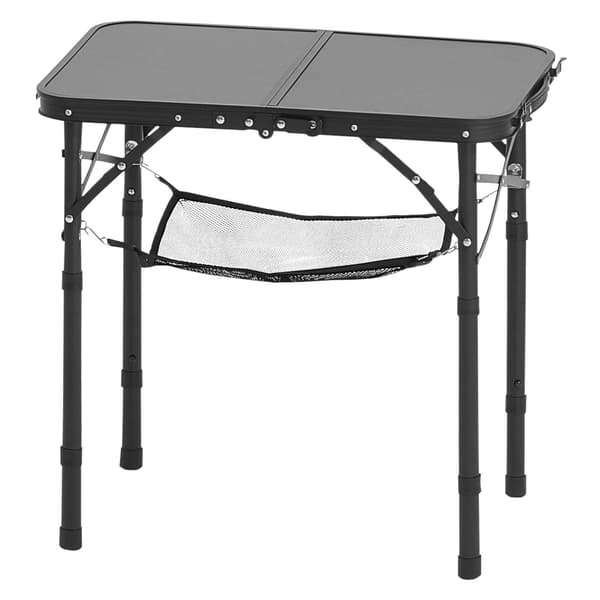 Sammenklappeligt campingbord, justerbar højde, 61x40 cm, sort