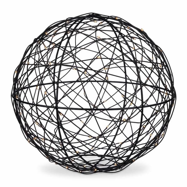 30 cm sort LED-dekorkugle – varmt hvidt lys