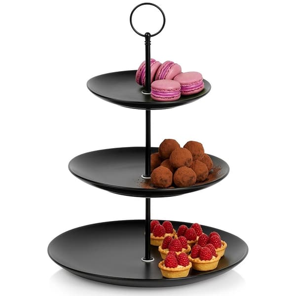 3-lags sort porcelænskagefat, 34 cm
