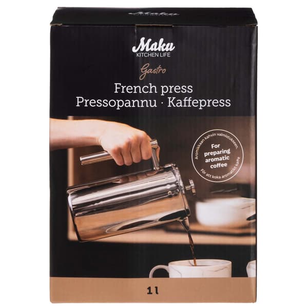 Kaffepresse i rustfrit stål, 1 liters kapacitet