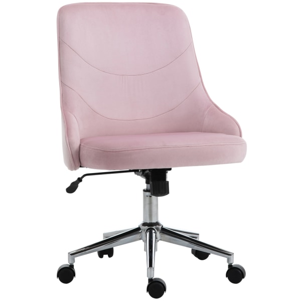 Kontorstol Skrivebordsstol I Soho Stil Med Rocker Funktion, Fløjl, Pink, 57X61X86-96Cm