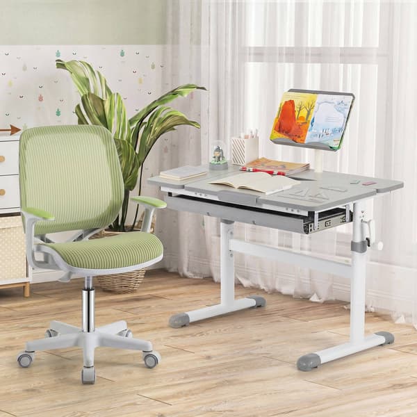 Ergonomisk drejestol til børn, grøn, højdejusterbar