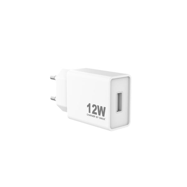 Sinox 230V USB-A oplader 12W. Hvid