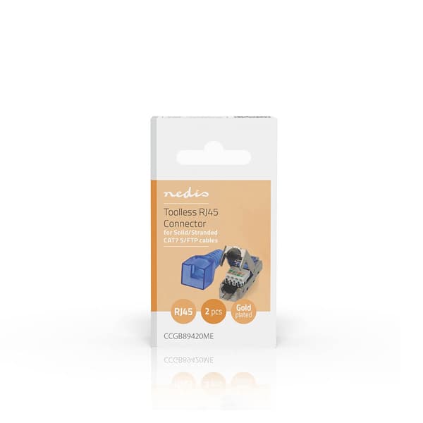 RJ45 Han-værktøjsfri Cat7-stik, metal, 2-pak
